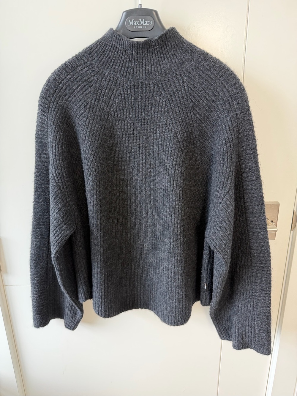 Hugo Boss Charcoal Ribbed Mock Neck Sweater